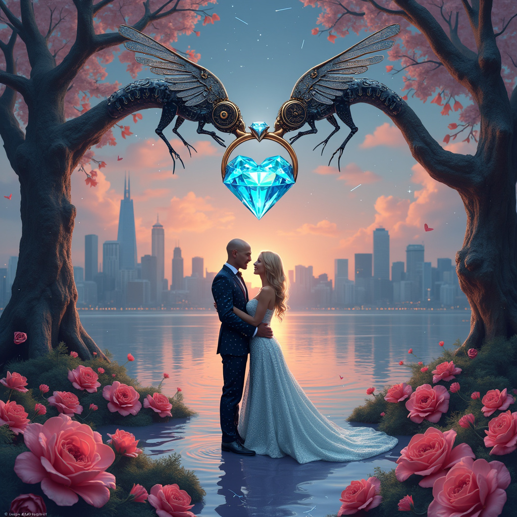 On your engagement , Cpuple, Love, Romance , Diamonds , Blonde hair lady, and Bald man Congratulations Card