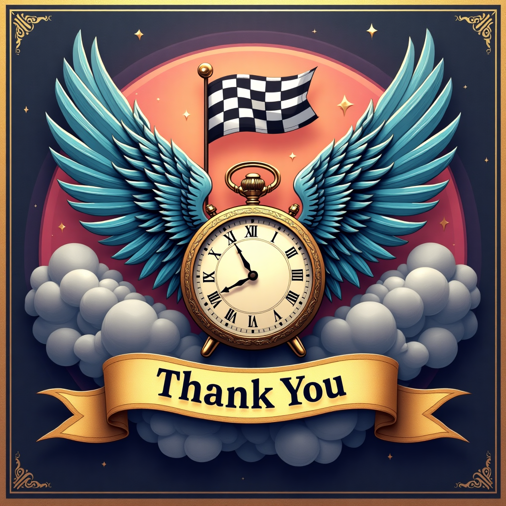 Wings and racing flags Thank-you Card