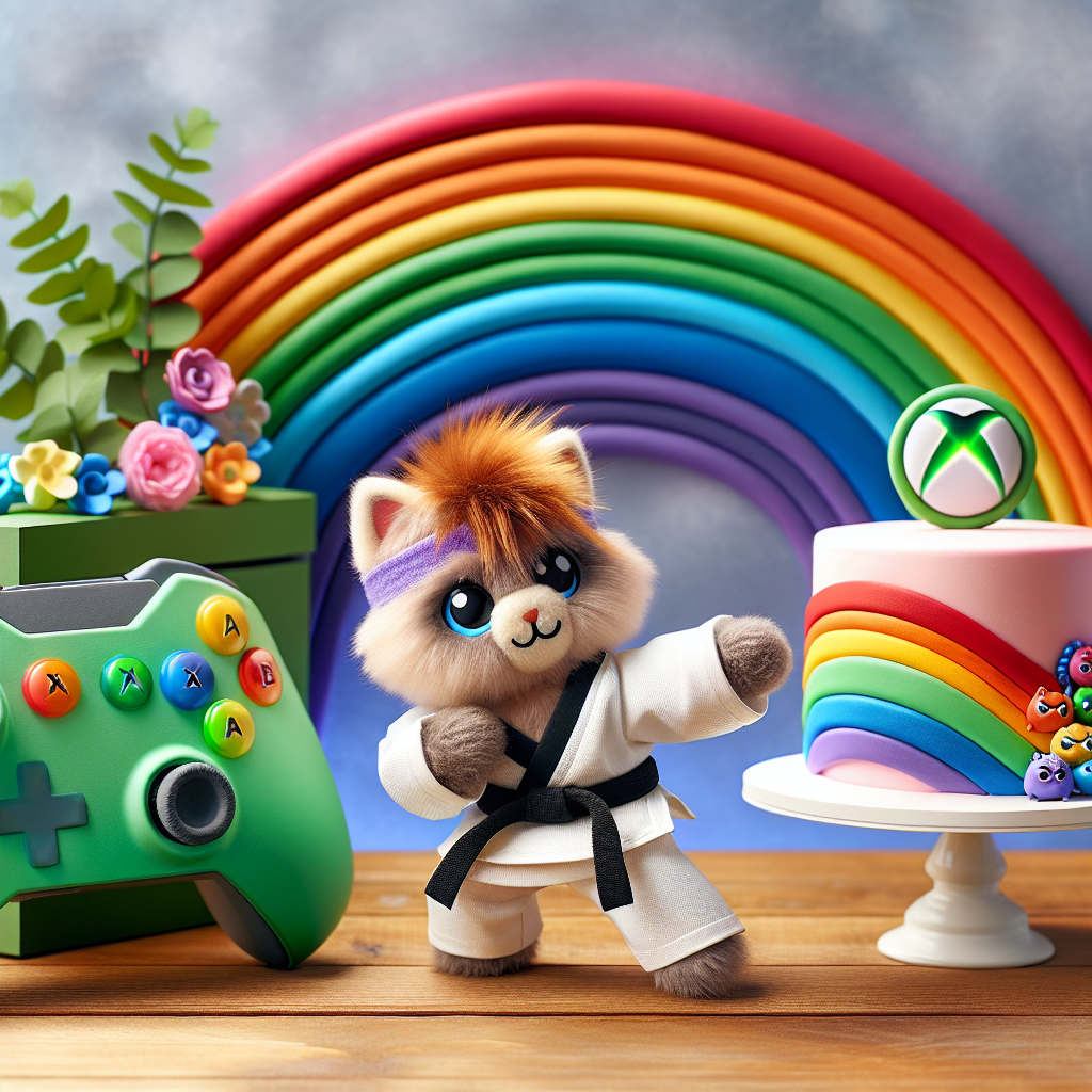 Gaming, Rainbows, Cake, Karate, and Xbox Birthday Card