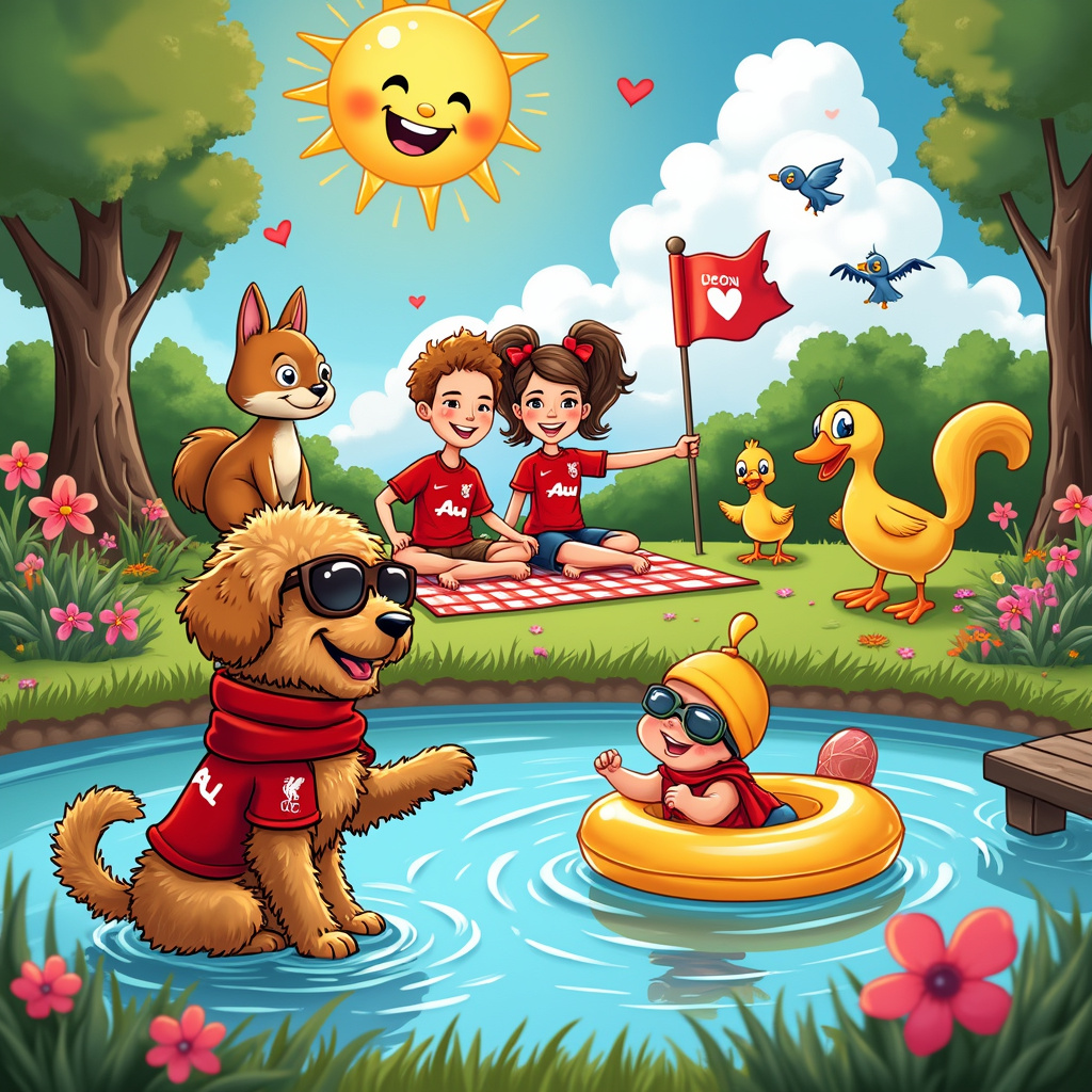 Cockapoo, LFC, Swimming, and Sunshine New-baby Card