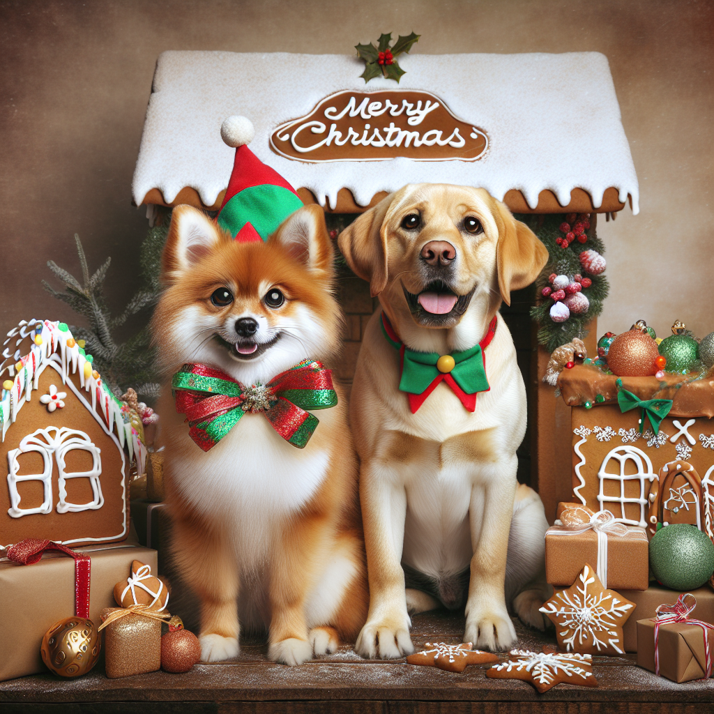 11kg fox like small dog and a yellow labrador Christmas Card