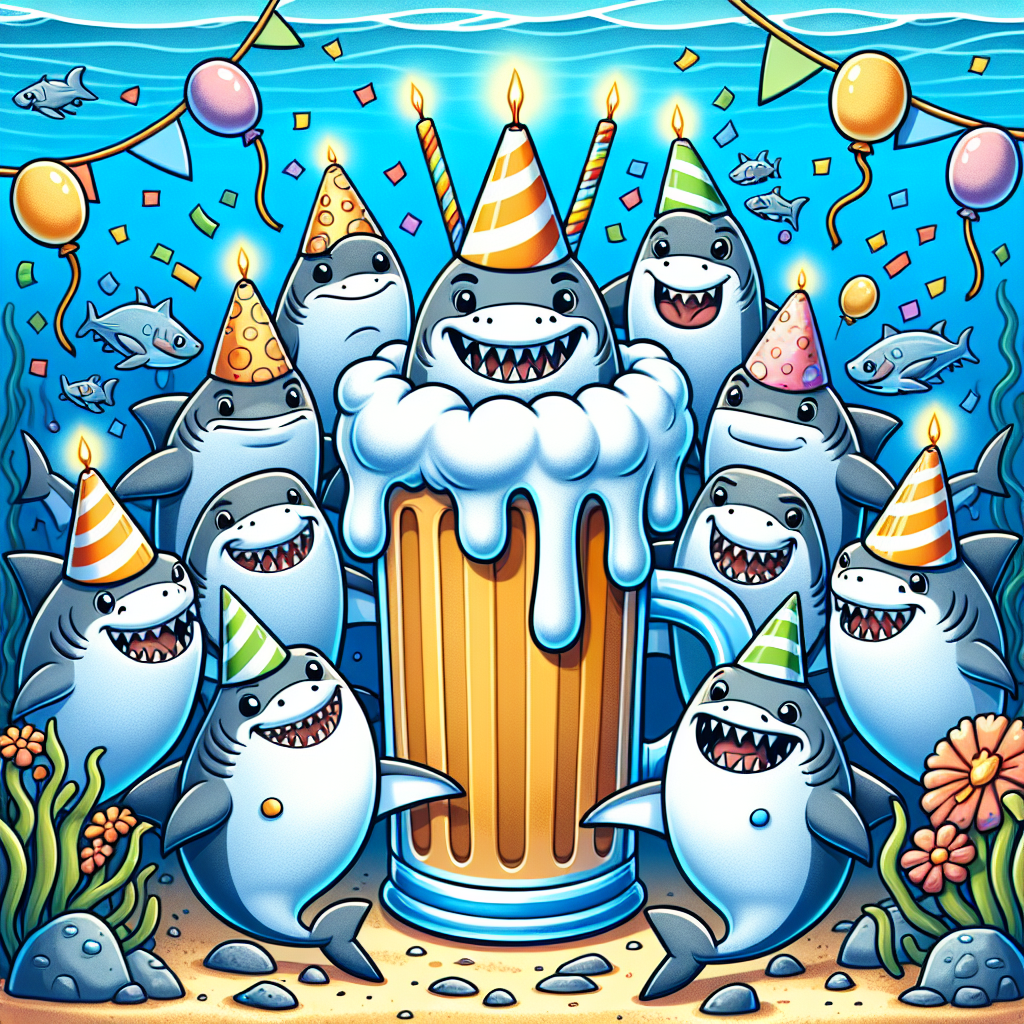 Beer, sharks Birthday Card
