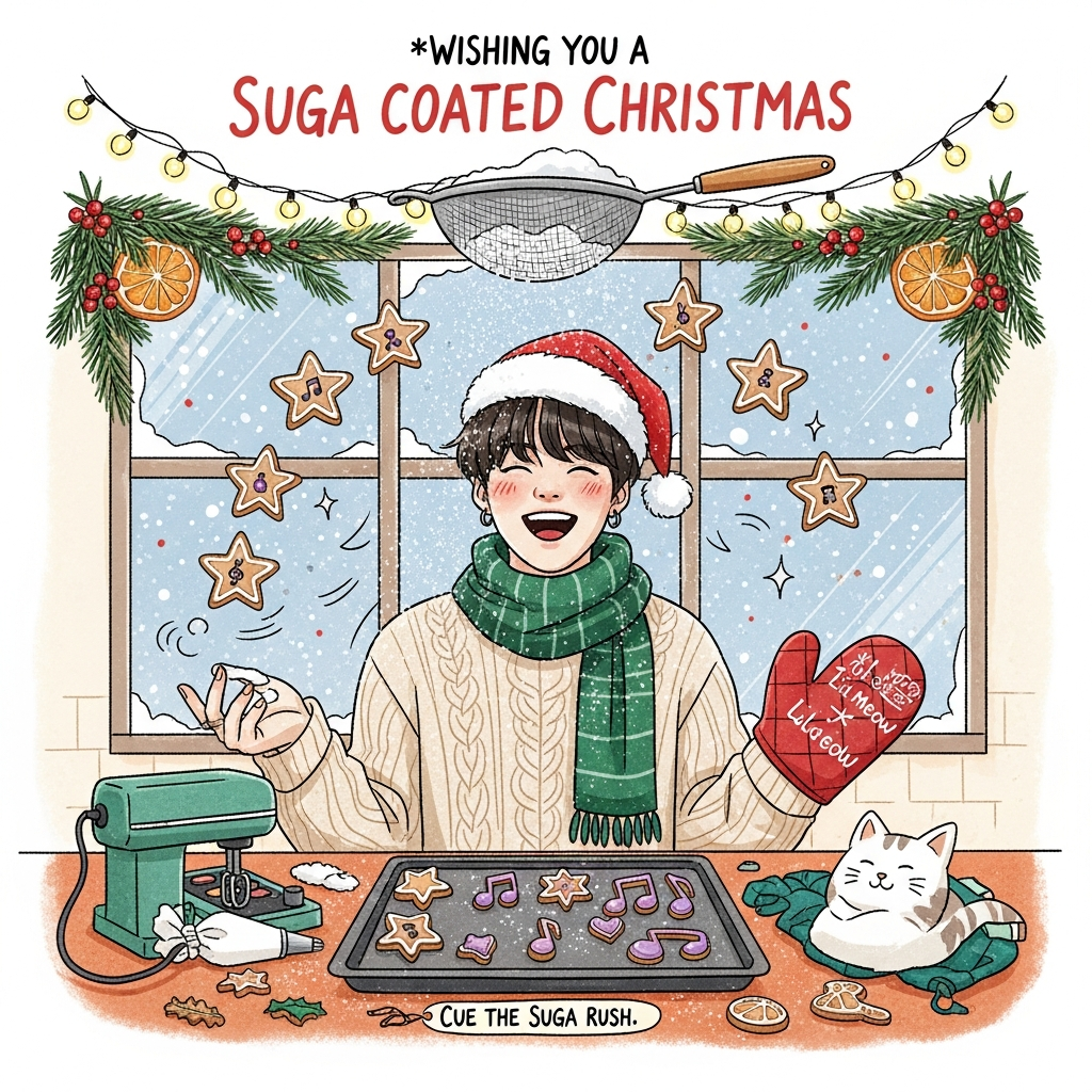 Suga, BTS, and Christmas Card