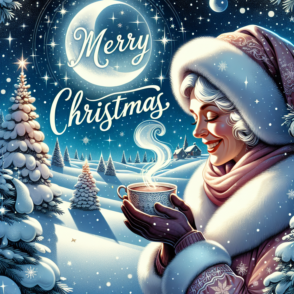 Mrs clause, white Christmas, Christmas trees Christmas Card