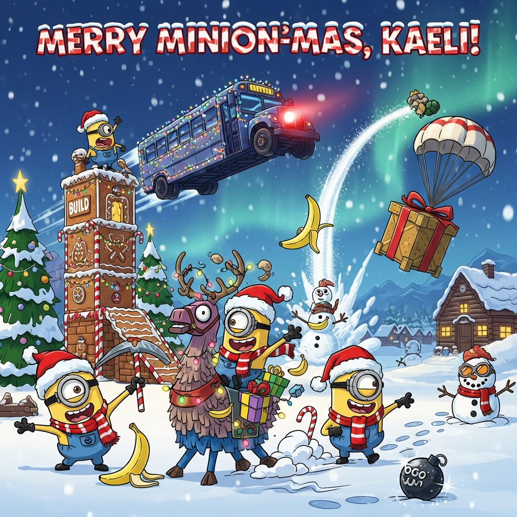 Minions, Fortnite, and Christmas Card