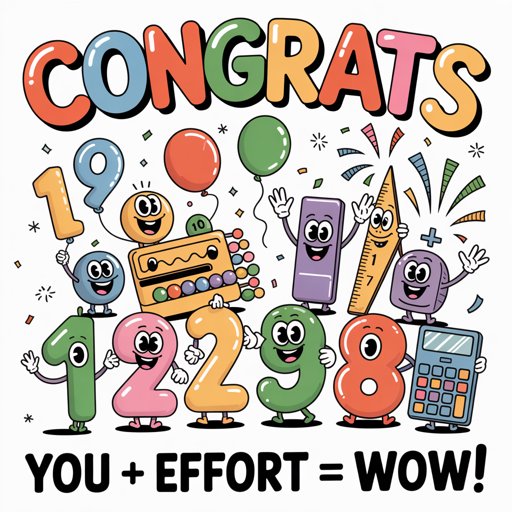 Math learning number, and Congratulations Card