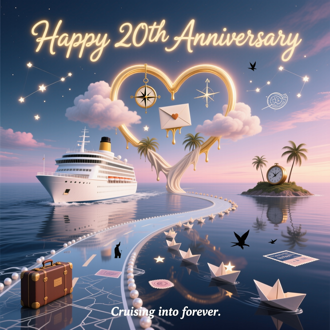 Cruise Ship, Travelling , and Anniversary Card