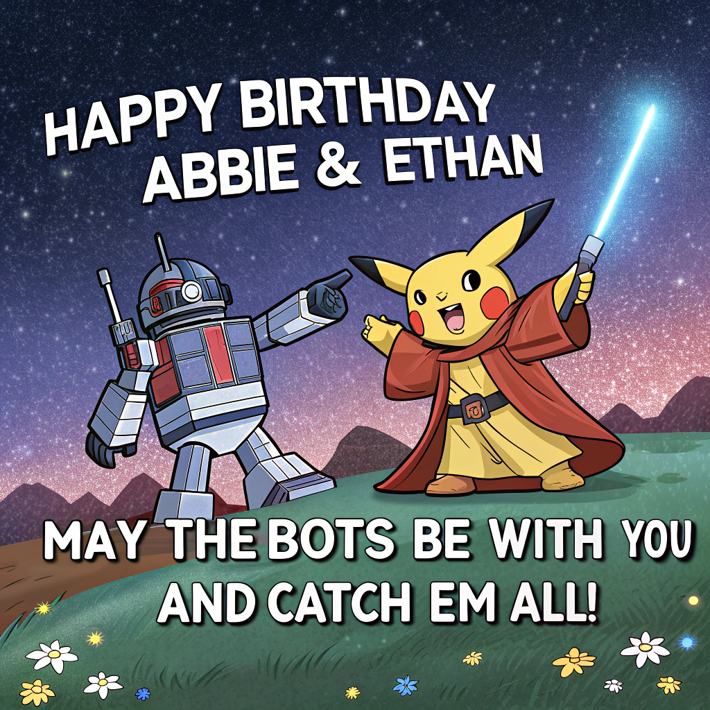 Transformers, star wars, pokemon, and Birthday Card