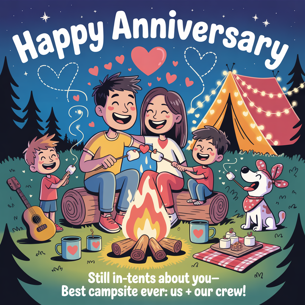 Camping with our family, and Anniversary Card