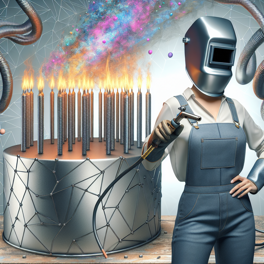 Woman welder infront of metal birthday cake Birthday Card