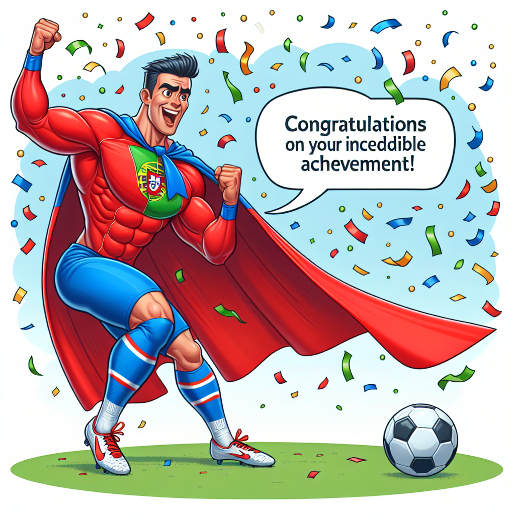 Cristiano Ronaldo, Superman, and Football Congratulations Card
