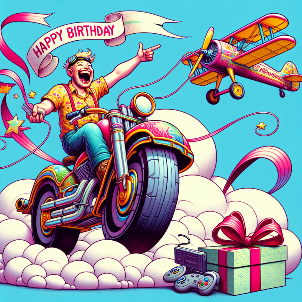 Motorcycle , Plane, and Xbox Birthday Card