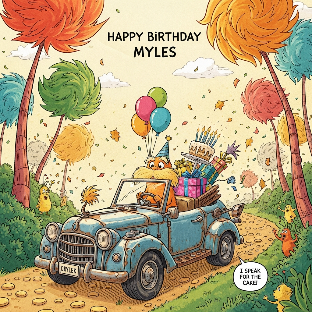 The Lorax , Old cars , Lego , and Birthday Card