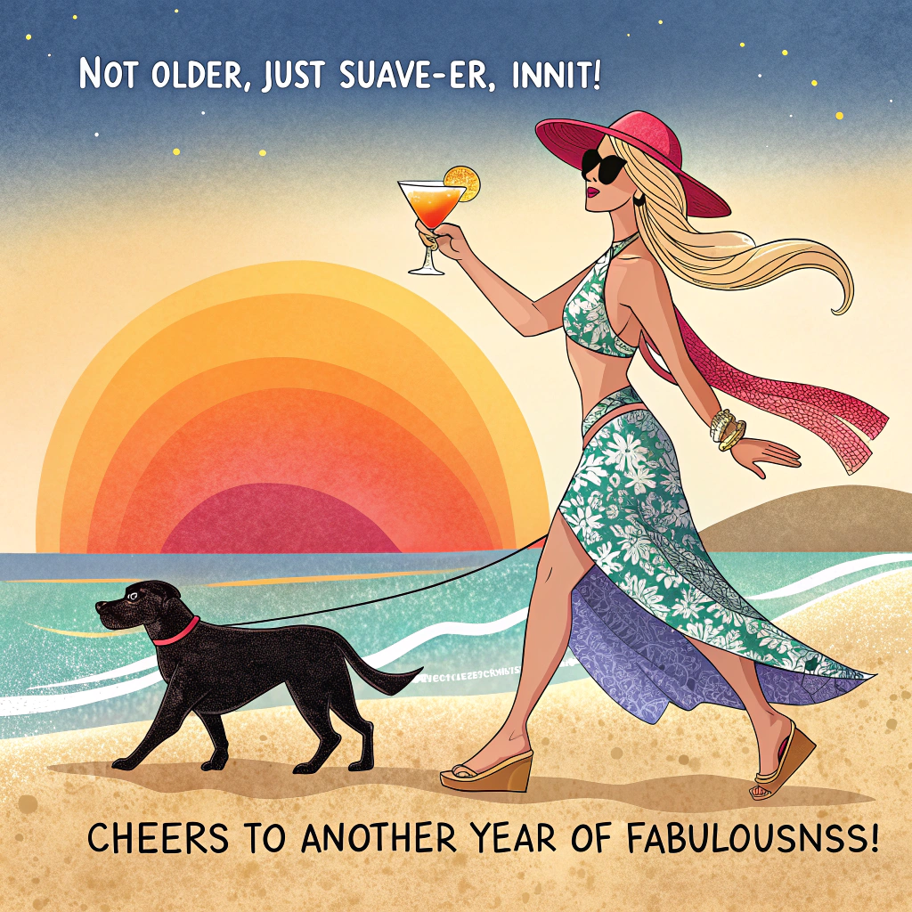 Divas, Beach, Black Labrador, and Birthday Card