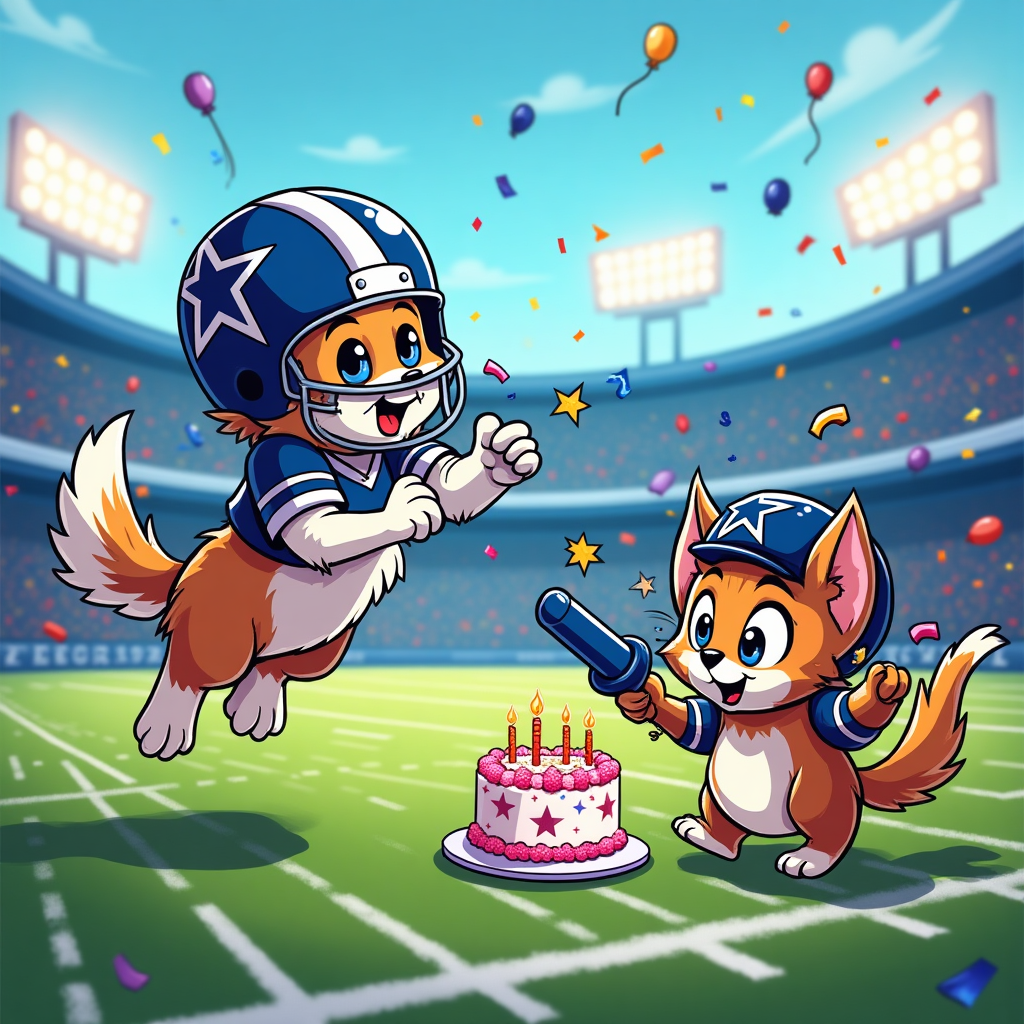 Dallas Cowboys, Orange cat, Shetland dog, and Birthday Card