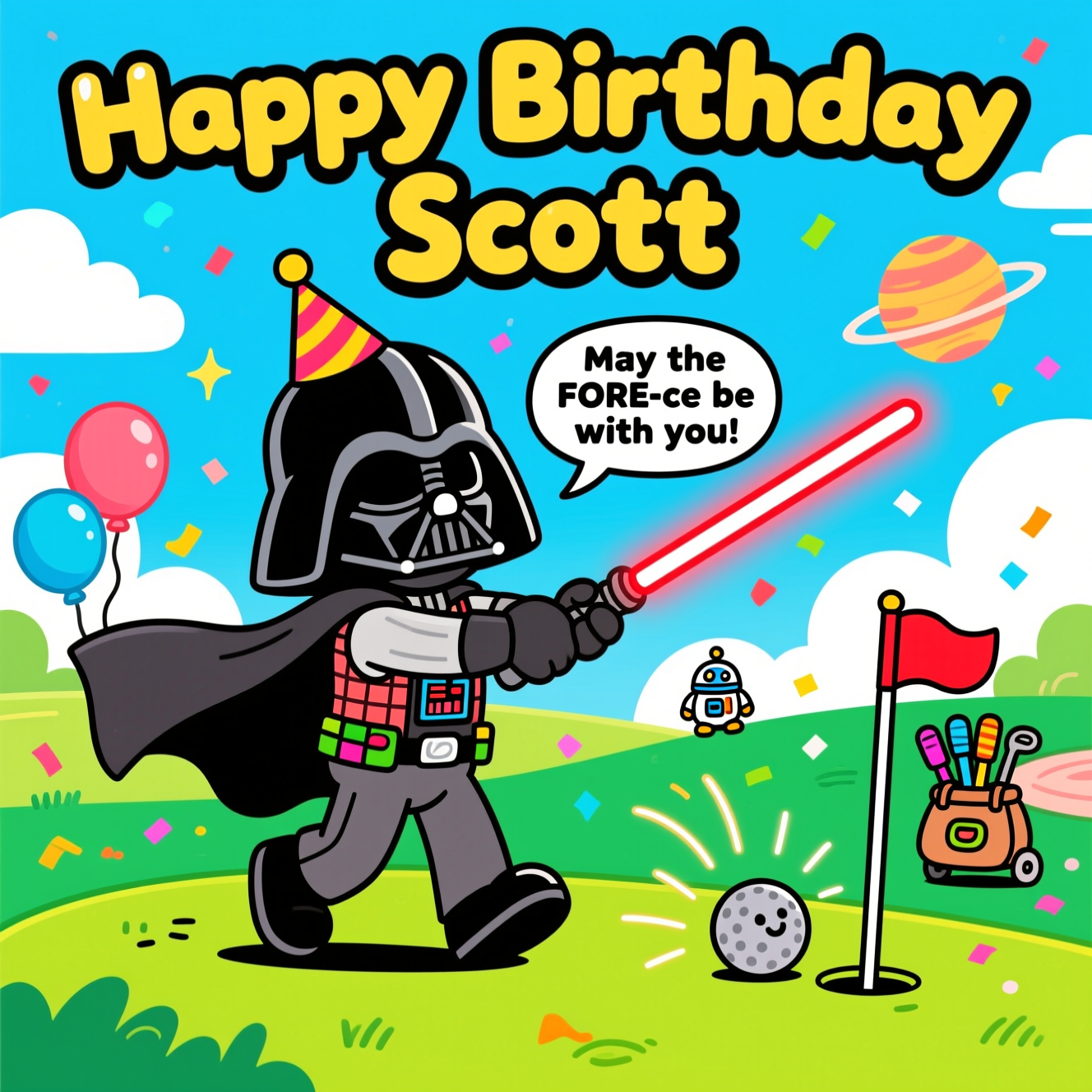 Darth vader, golf, and Birthday Card