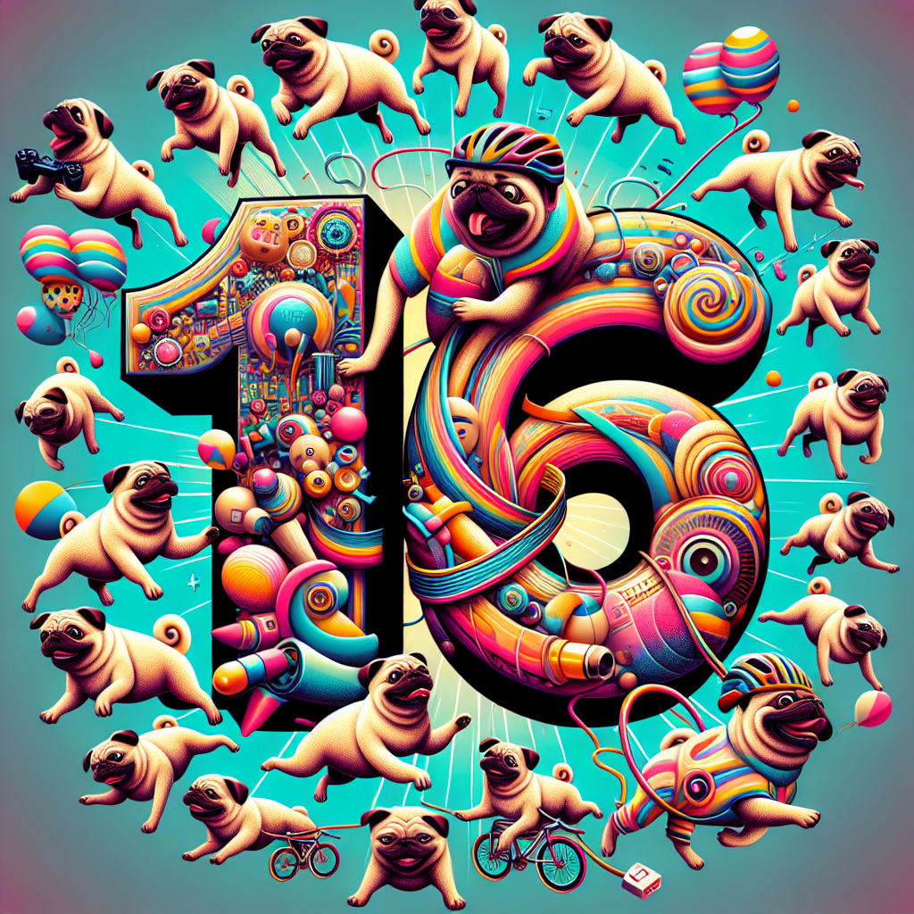 16 pug running cycling gaming Birthday Card