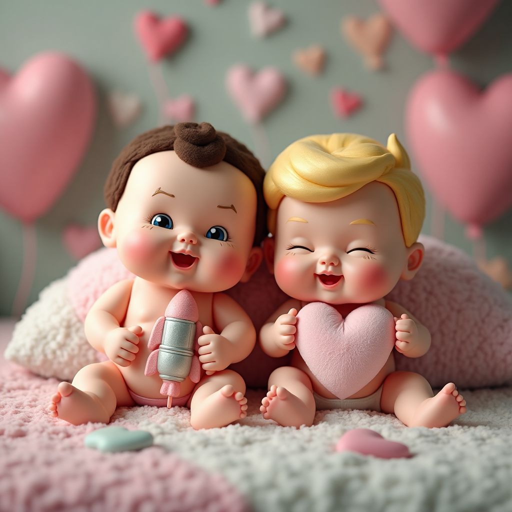 Elon Musk, Donald Trump, Hearts, and New-baby Card