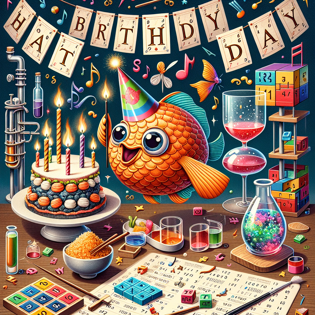 Themes: Magikarp, sudoku, clarinet, wine, sushi, chemistry, korean food, coffee, mahjong, musical theatre, harry potter Birthday Card