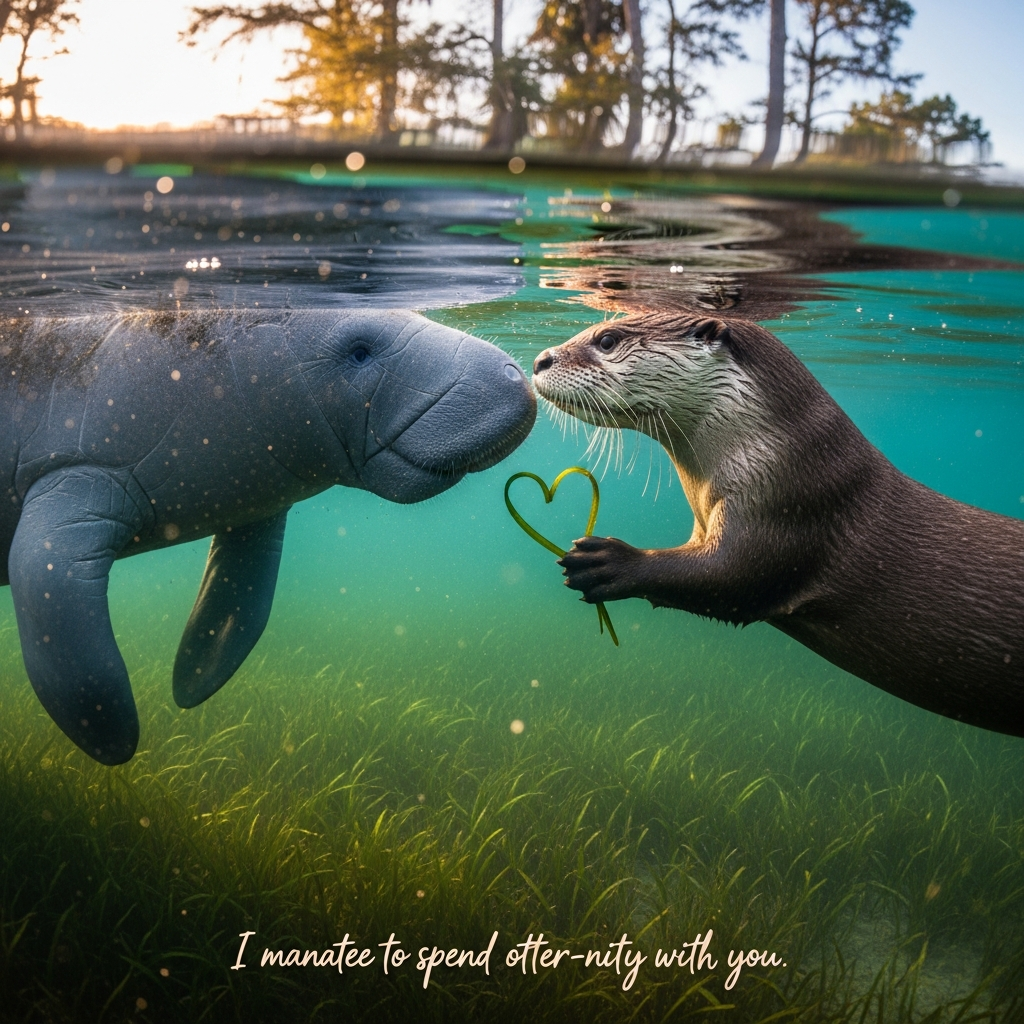 Otter, Manatee, and Anniversary Card