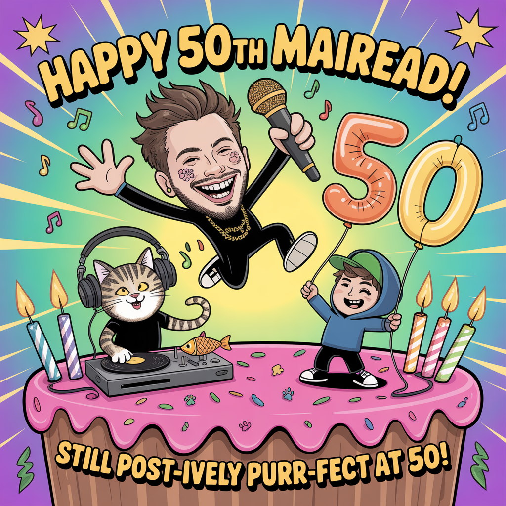 Post malone, cat, grandson, and Birthday Card