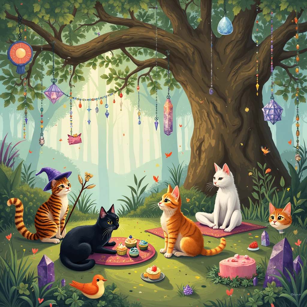 Cats, healing crystals, holistic therapy's being vegan Birthday Card