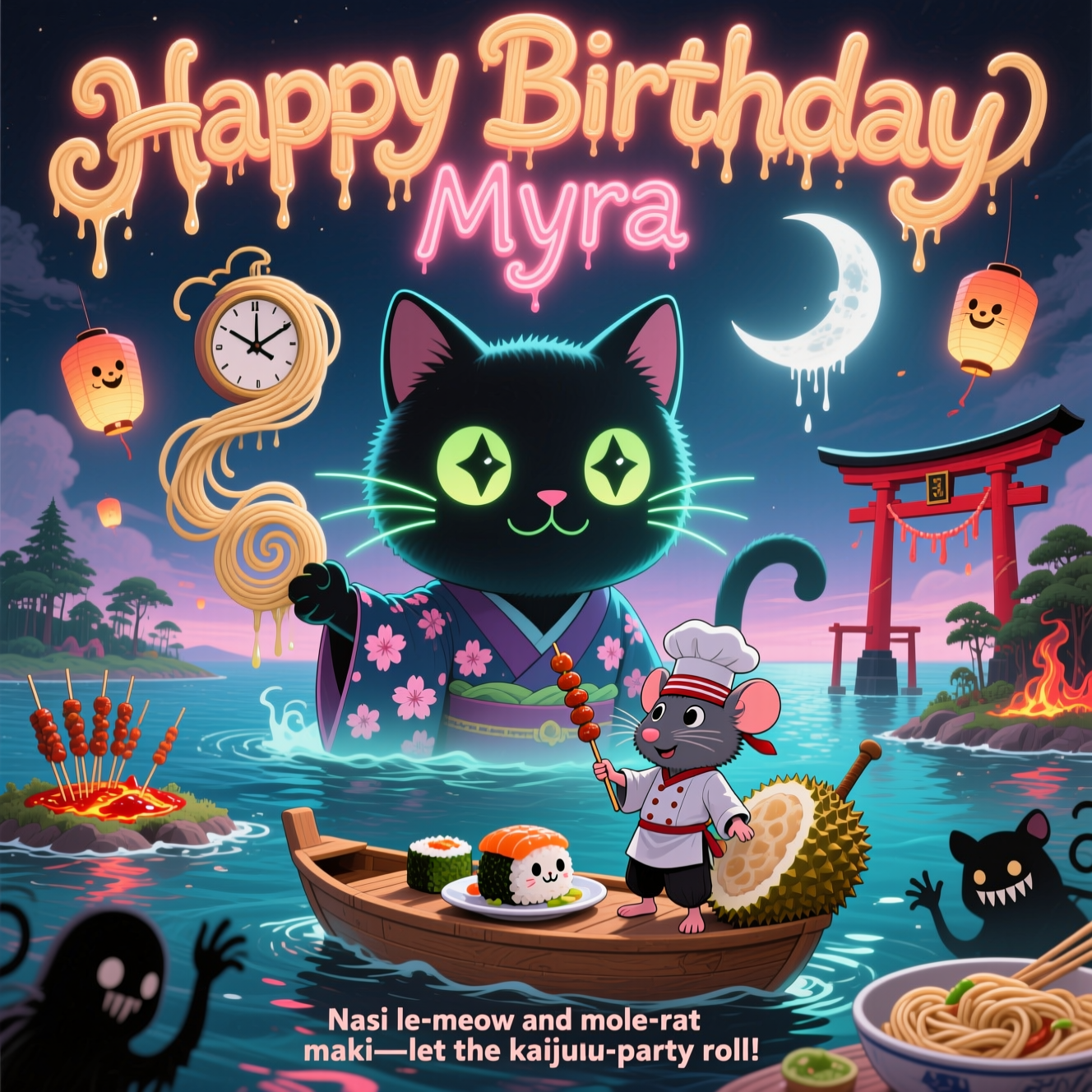 Cat, Anime, Japan, Horror, Malaysian food, Mole rat, and Birthday Card