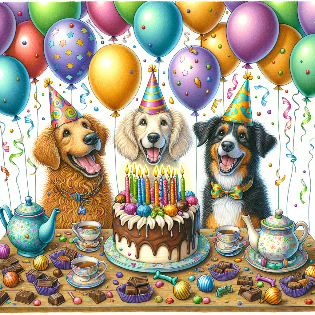 Dogs, Chocolate , and Tea Birthday Card