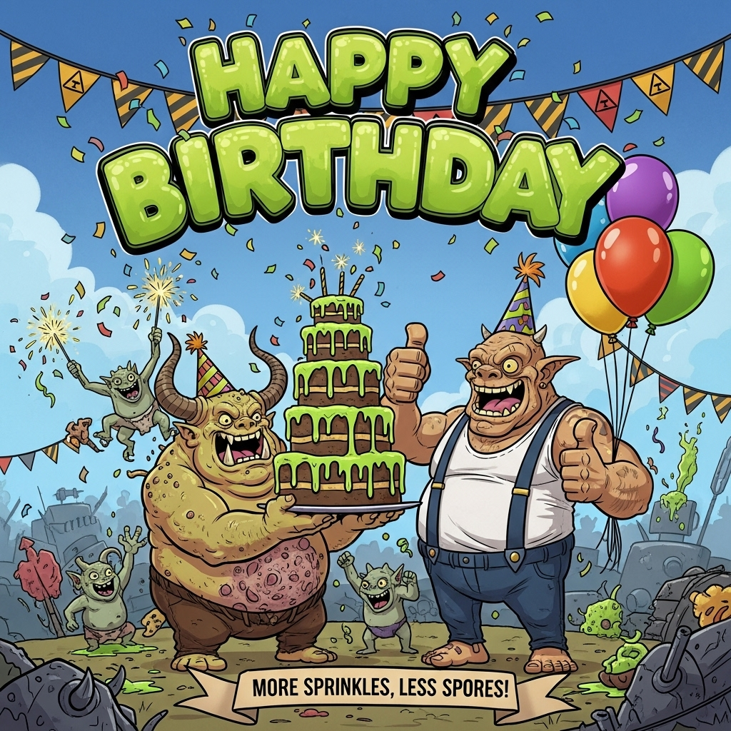 Warhammer, Nurgle, Ogryn, and Birthday Card