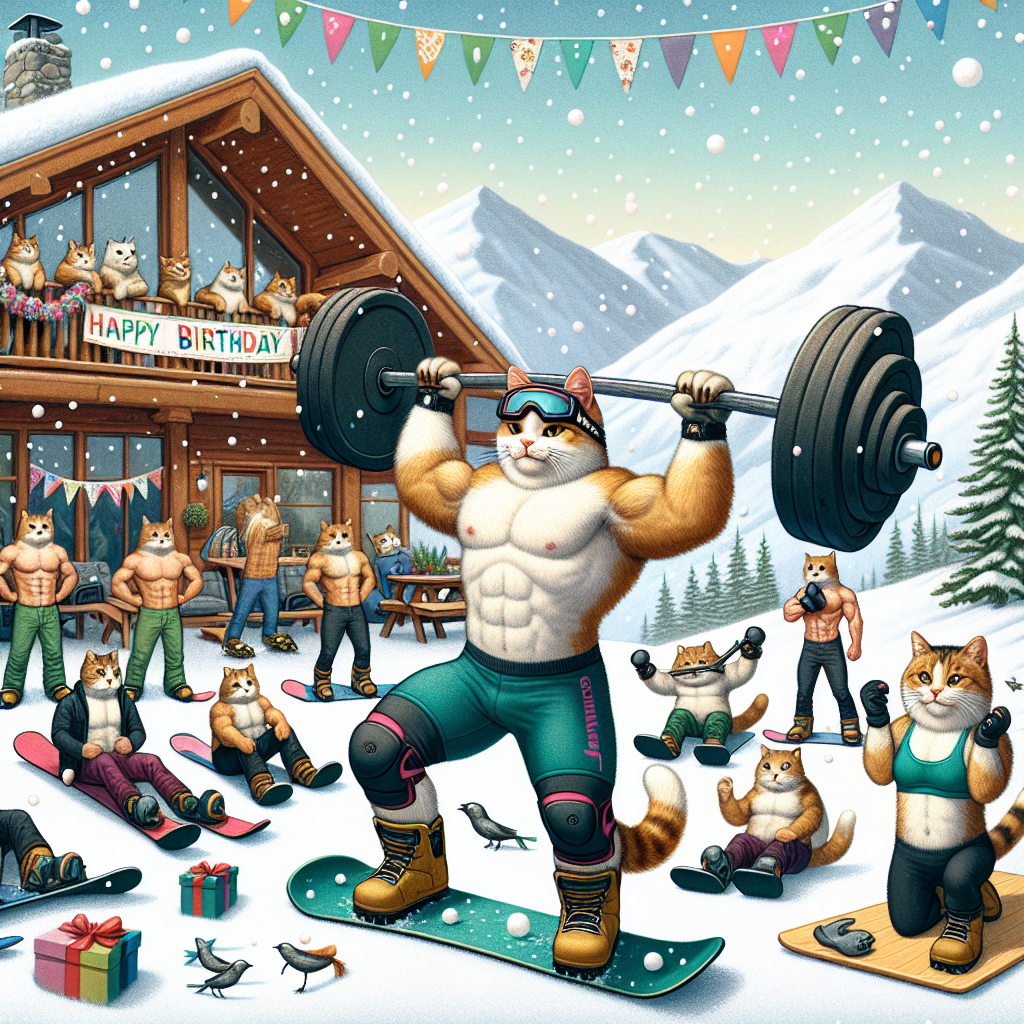 Crossfit, Snowboarding, and Cats Birthday Card
