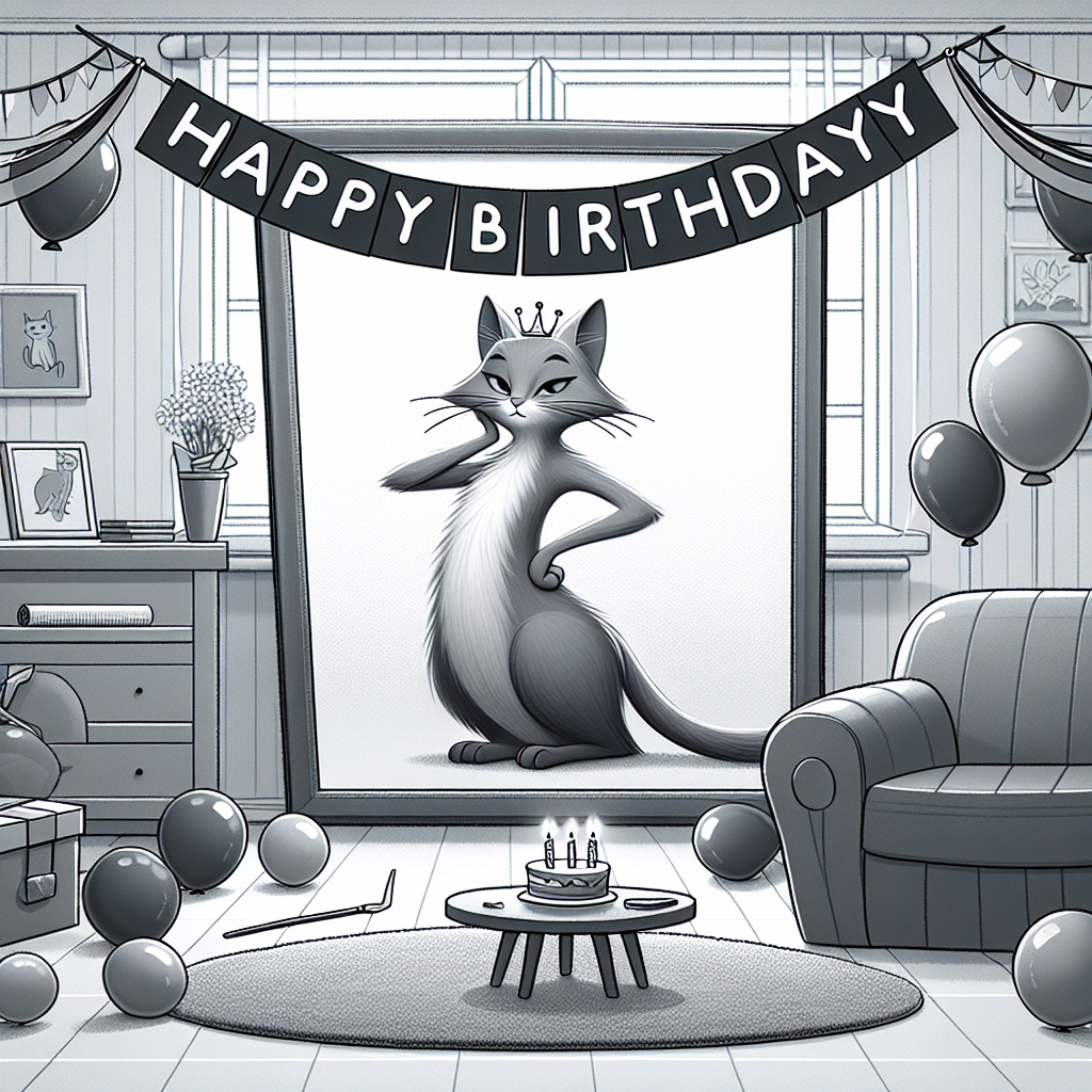 Grey cat weight loss house proud cleaning grey colour Birthday Card