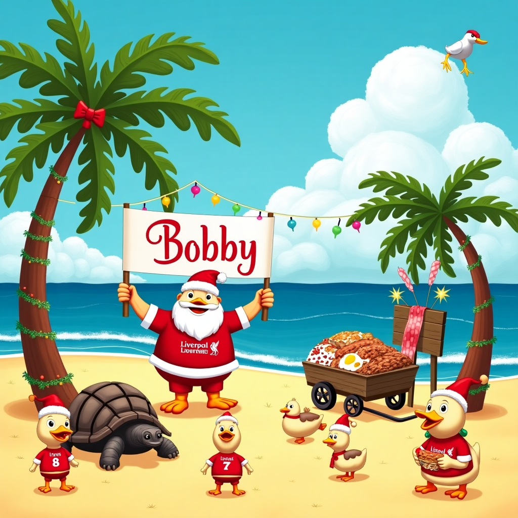 Hawaii, Liverpool fc, Darts, Ducks, Tortoise, and Full english breakfast Christmas Card
