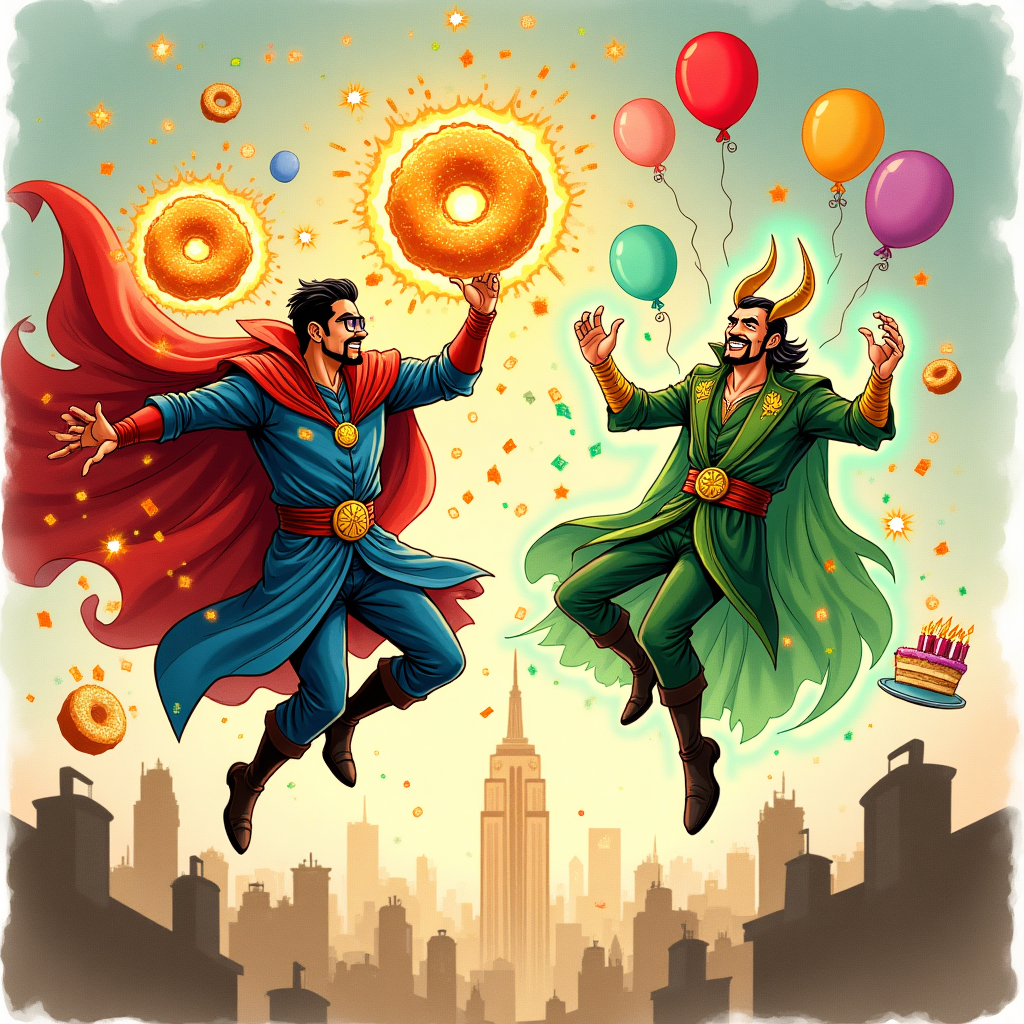 Dr Strange marvel (Pakistani brown skin with black glasses) fighting , Fight scene Marvel , Loki marvel , Battle fight scene , and Birthday Card