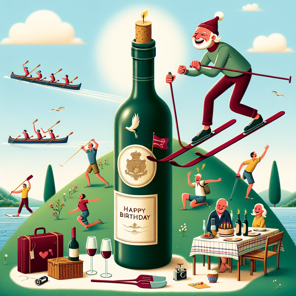 Fine wine, Skiing, DIY, Ed, Travelling, Henley Rowing Regatta, Picnics, Cycling, and Brother in Law Birthday Card