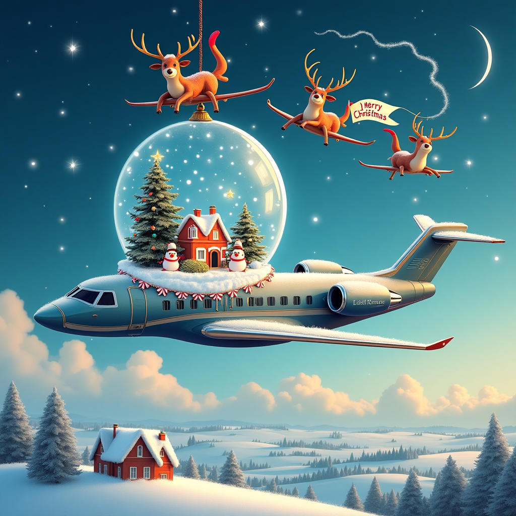 A Private Jet Ornament Christmas Card