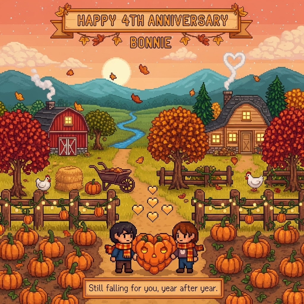 Stardew valley , Autumn, Pumpkins, and Anniversary Card