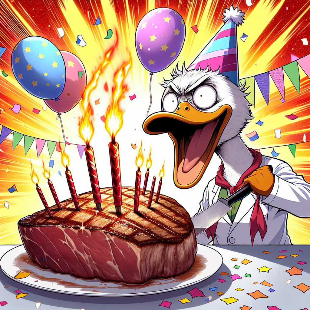 Ducks, Anime, and Steak Birthday Card