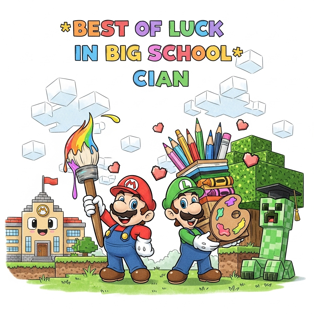 Minecraft , Super Mario , Luigi, Art, and Congratulations Card