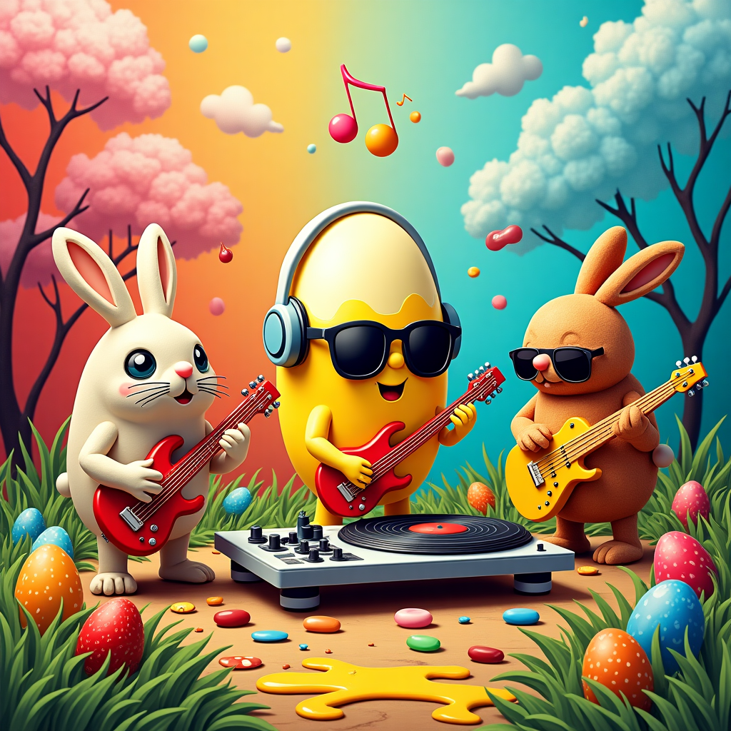 Food, Guitars , and Dope music Easter Card