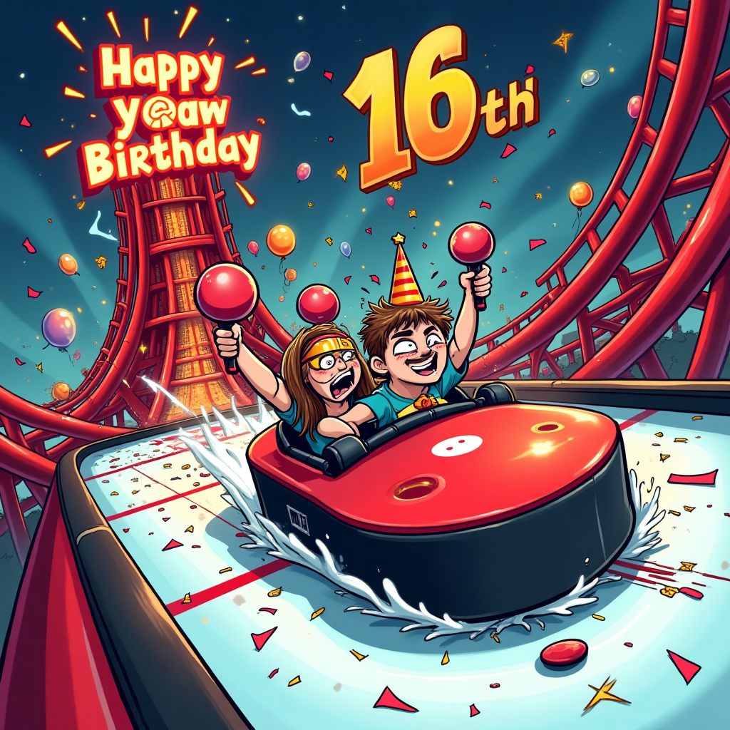 Air hockey, Red force roller coaster, and Birthday Card