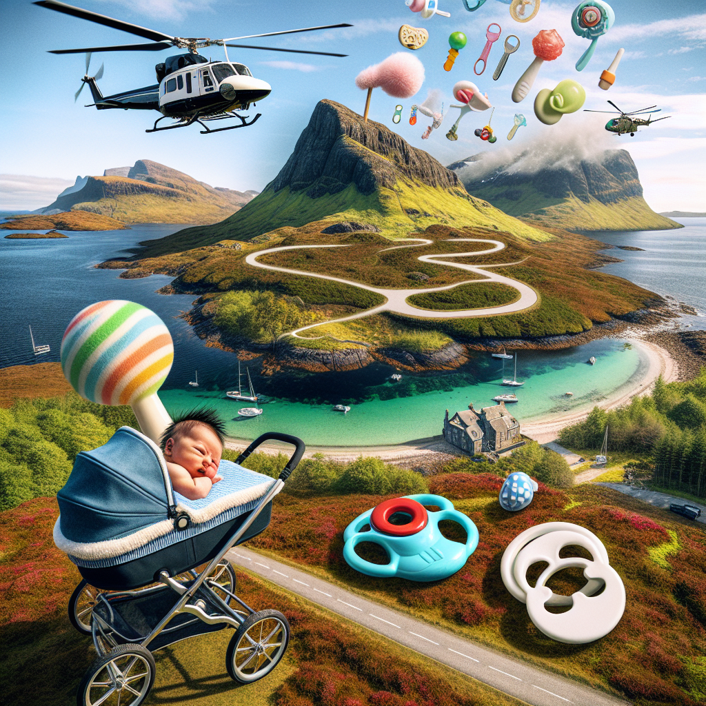 Imagine a whimsical landscape set on a secluded island in Scotland, showcasing the serene beauty of the country's rugged terrain with an overlay of surrealism. In the forefront, notice a baby stroller morphing into a running path that circles the island, a reflection of the new Caucasian parents' passion for jogging. Look towards the sky and you'll see an oversized baby rattle being transformed into a helicopter, charmingly piloted by a South Asian infant joyously sporting aviator goggles. The fast-spinning blades of the helicopter scatter a cascade of pacifiers and baby shoes all over the island, symbolising the abundance of love and welcoming gifts for the new family member.
Generated with these themes: Jogging, Helicopter Pilot, Remote Scottish island, and Scotland.
Made with ❤️ by AI.