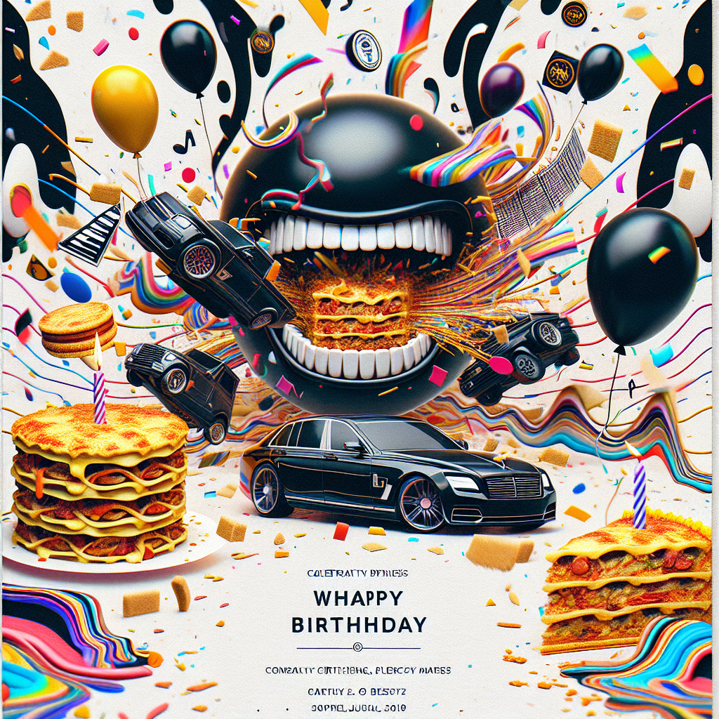 Black Audi v6 car, Celtic fc, Dance music, and Lasagne Birthday Card