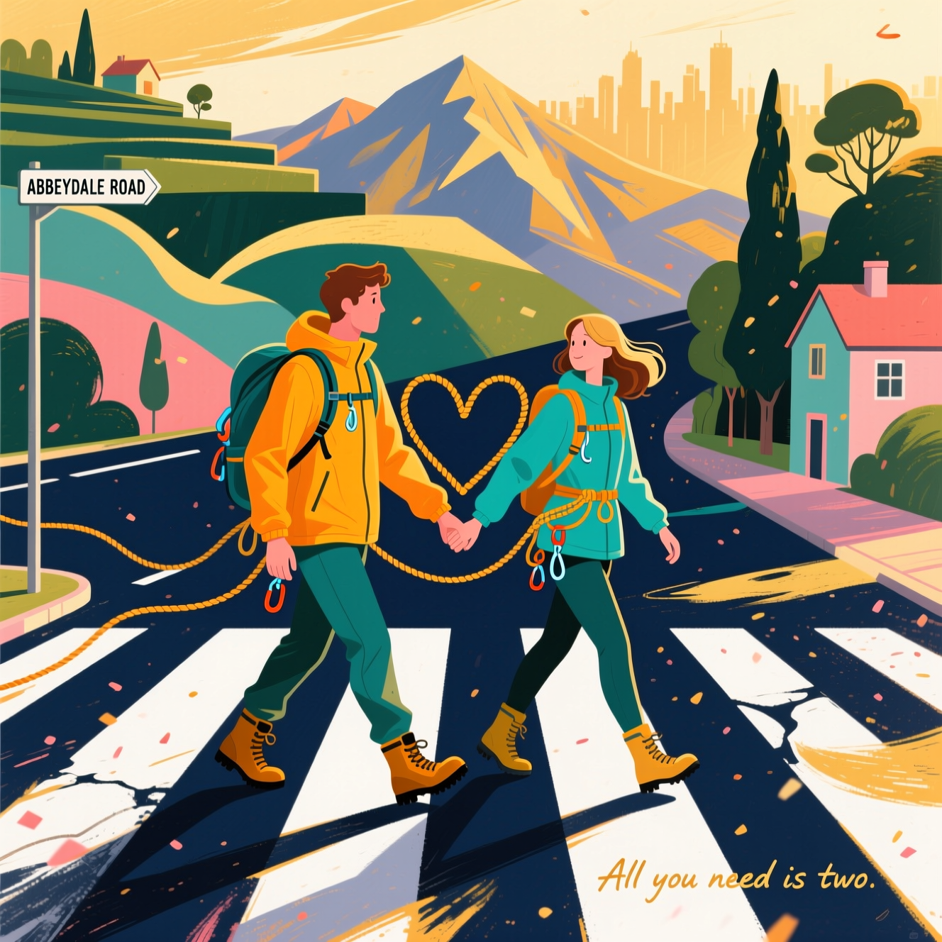 A knock of of the Abbey road The Beetles cover, with "The Beedles" instead and "Abbeydale Road", Mountaineering , Climbing , Outdoor gear, and Wedding Card