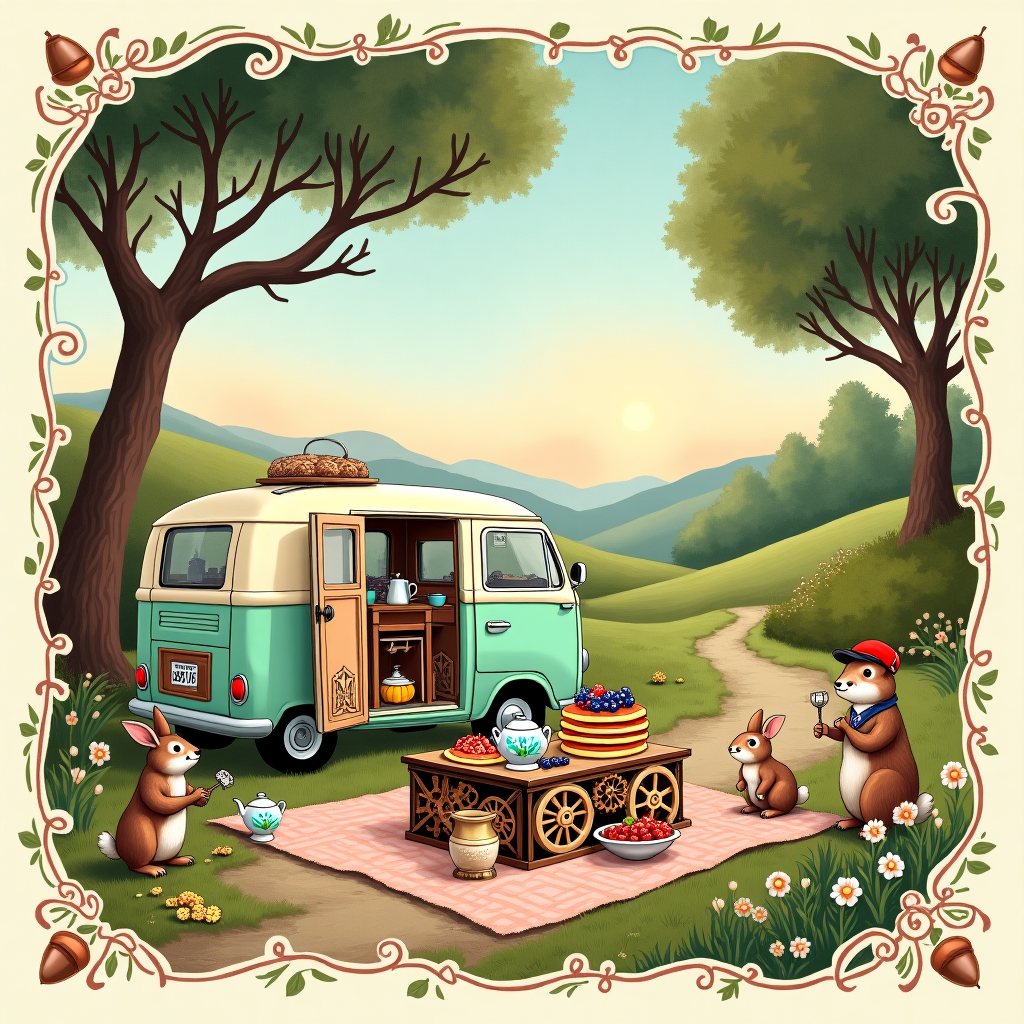 Breaktime, Gears, and Camper van Congratulations Card