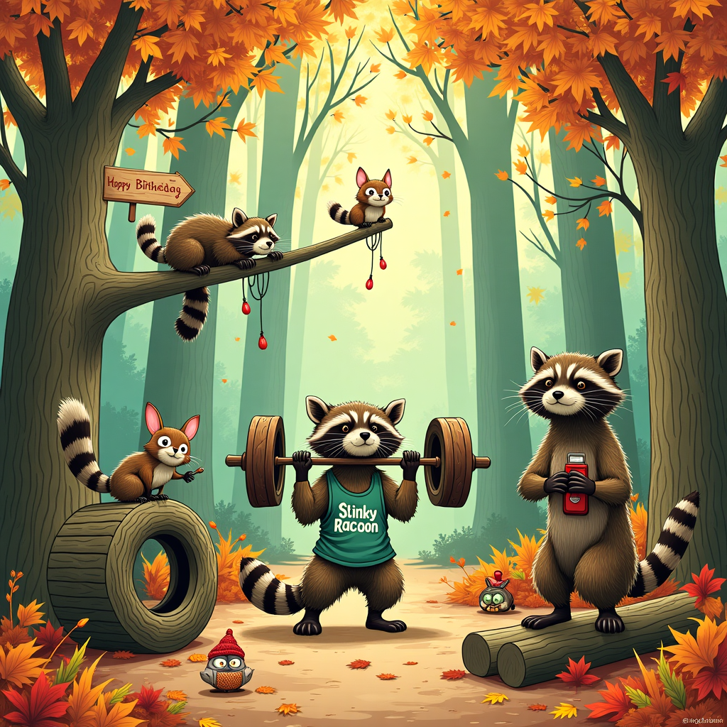 Birthday Raccoons Gym CrossFit Birthday Card