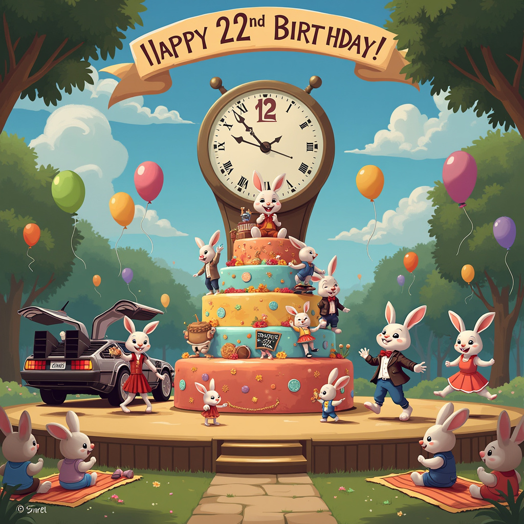 Musical theatre, 22, Cake, Back to the future , and Bunnies Birthday Card