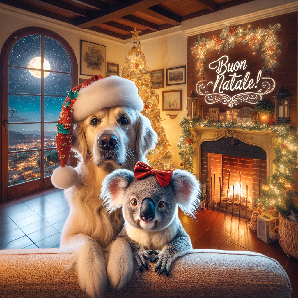 Golden retriever , Koala, and Valencia Christmas Card