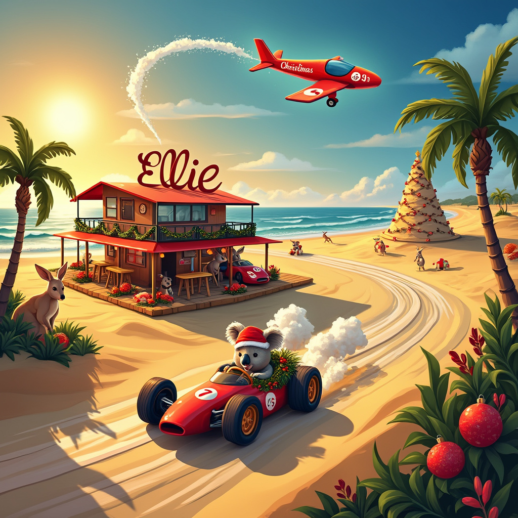 Coffee, Australia, racing cars Christmas Card