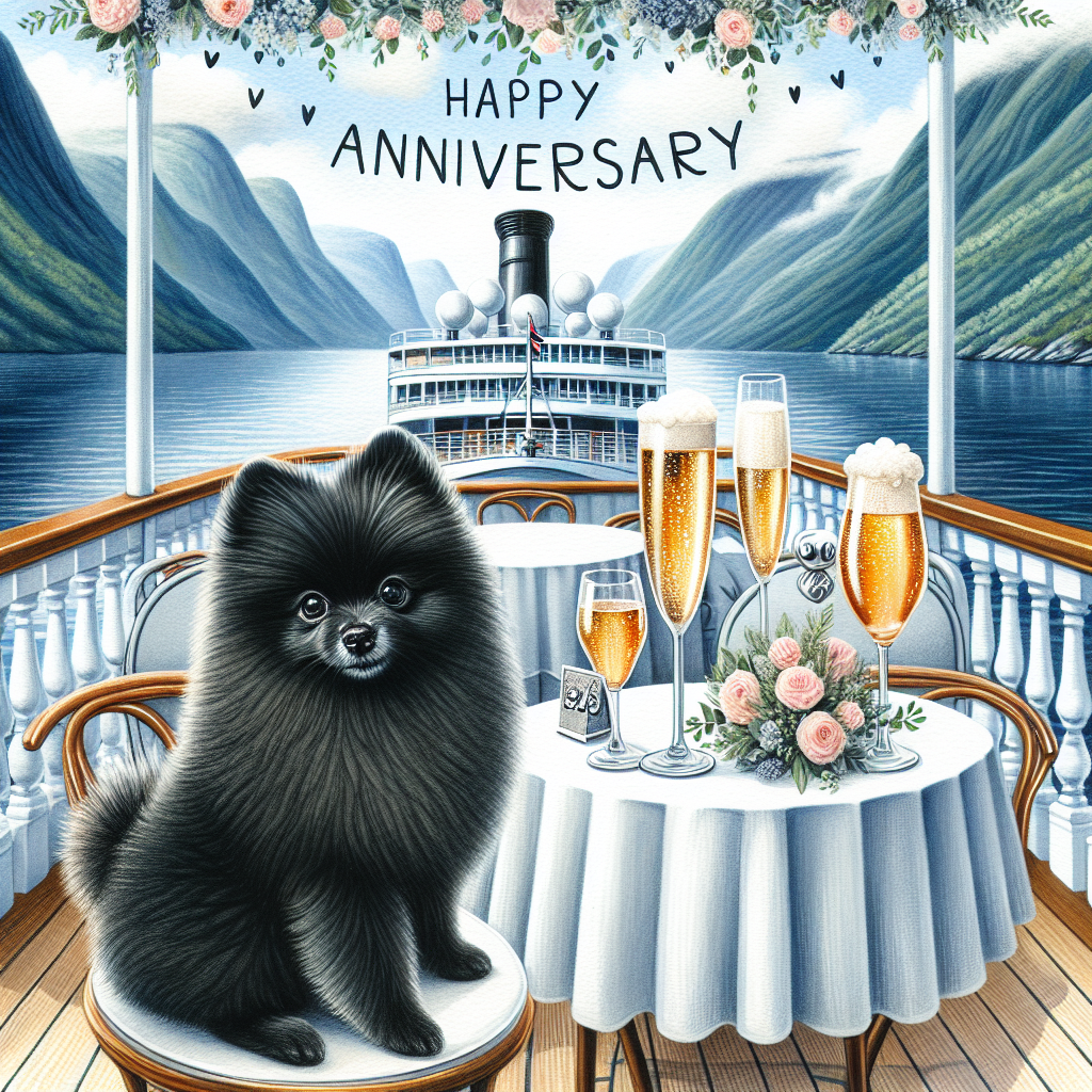 Black pomeranian, Cruise in norway, Prosecco, and Beer Anniversary Card
