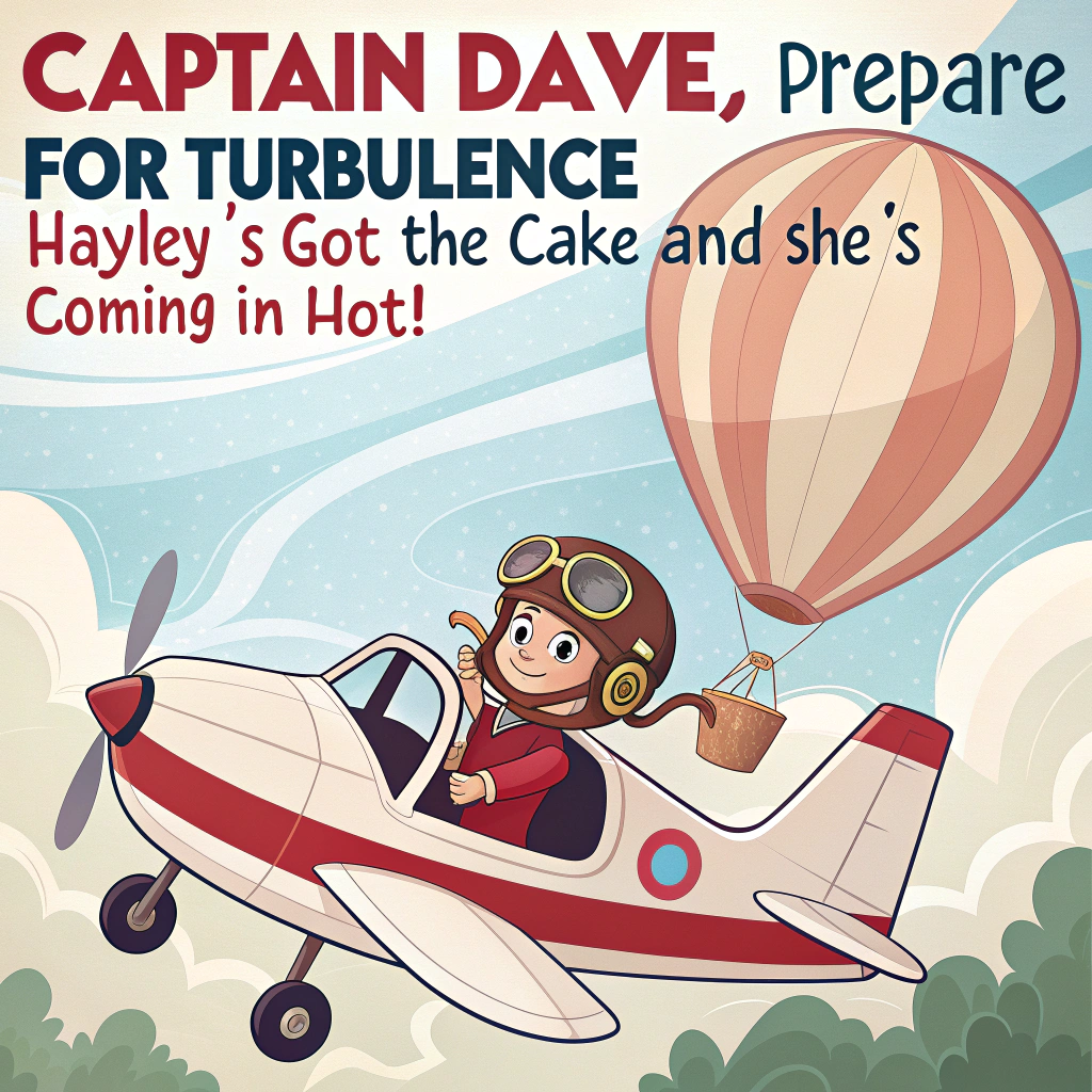 Cessna plane, Red stripes, Dave, Hayley, and Captain Birthday Card
